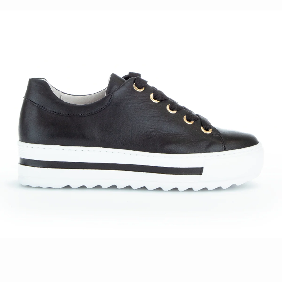 Gabor 496.57 Premium Leather Lace Sneakers - Black