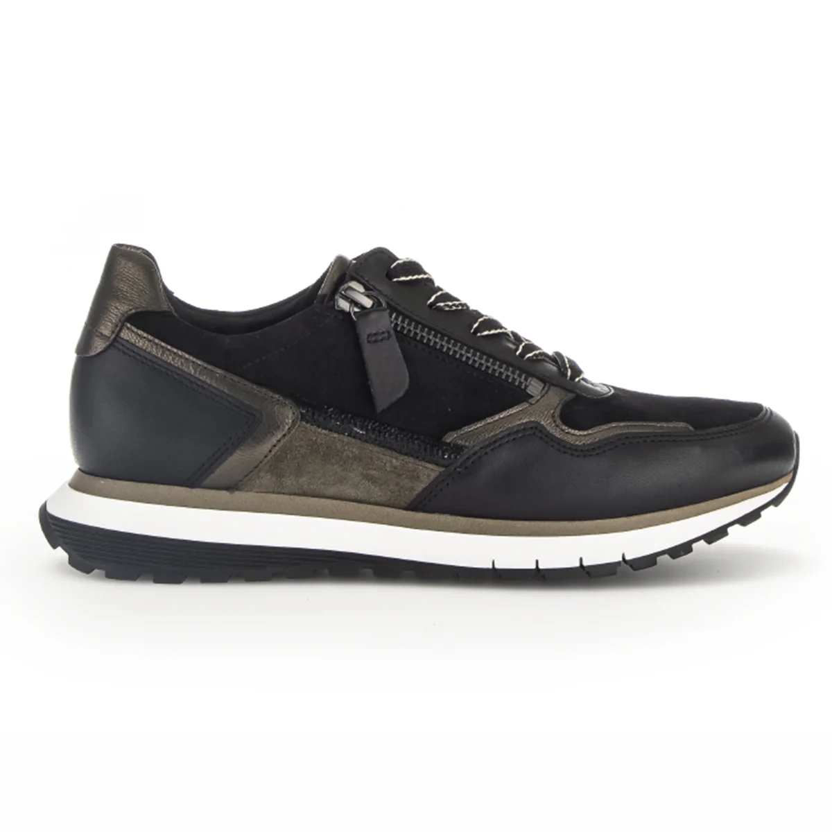 Gabor 378.37 Premium Side Zip Sneaker - Black/Smog