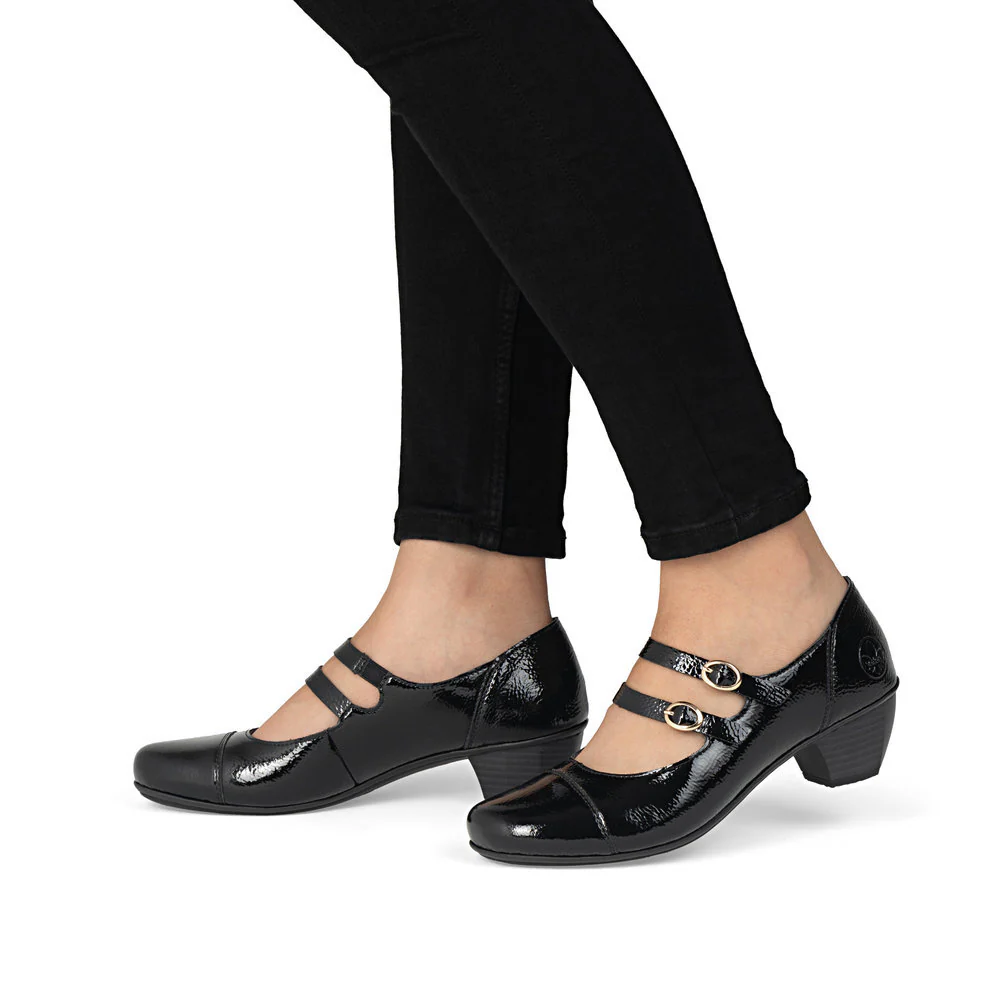 Rieker 41758 Women's Dress Block Heel in Patent Black - Image 8