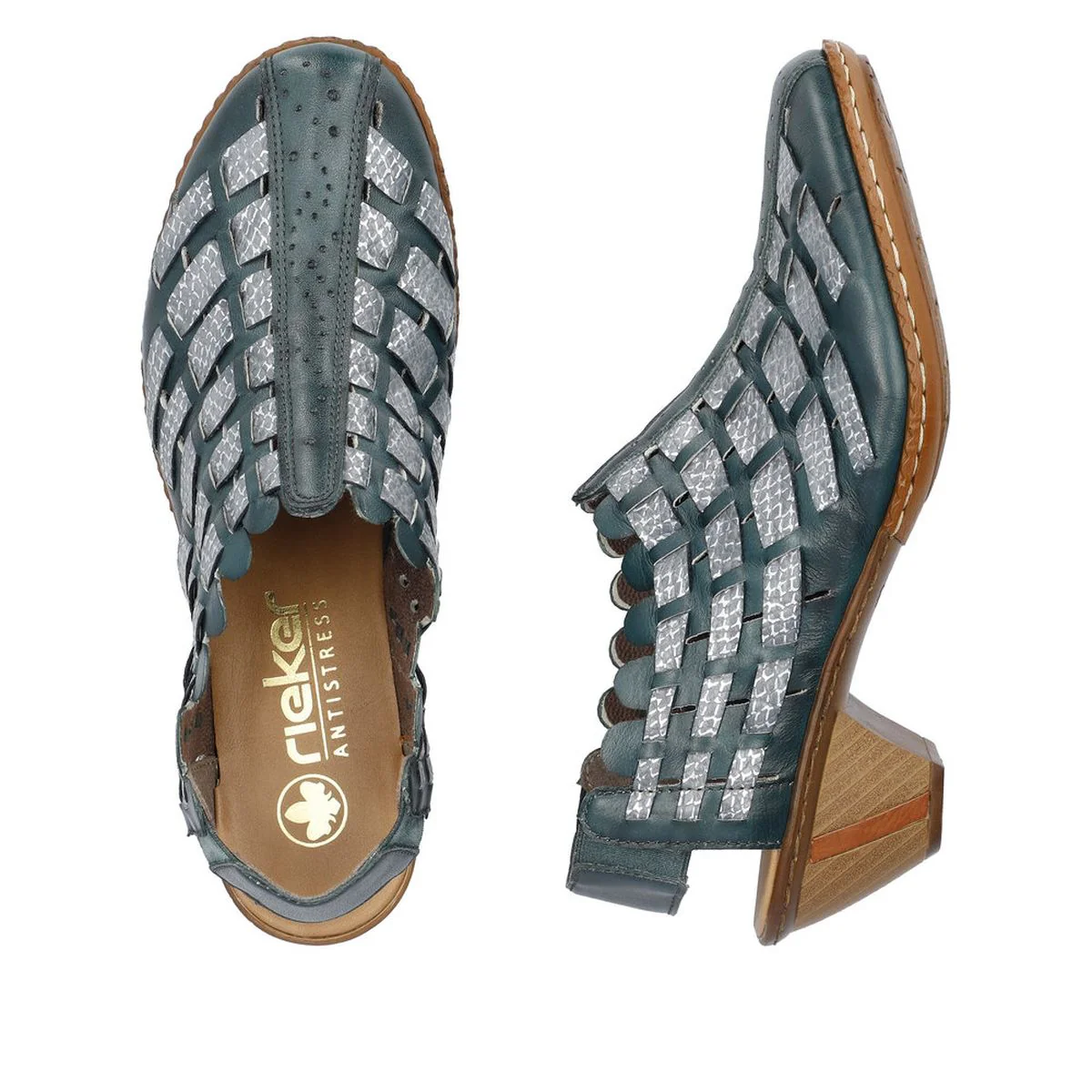 Rieker 46778-10 Women's Sandal in Petrol Blue - Image 4