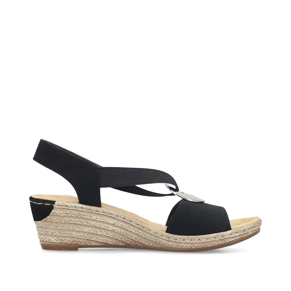 Rieker 624H6-00 Black Wedge Sandals - Image 2