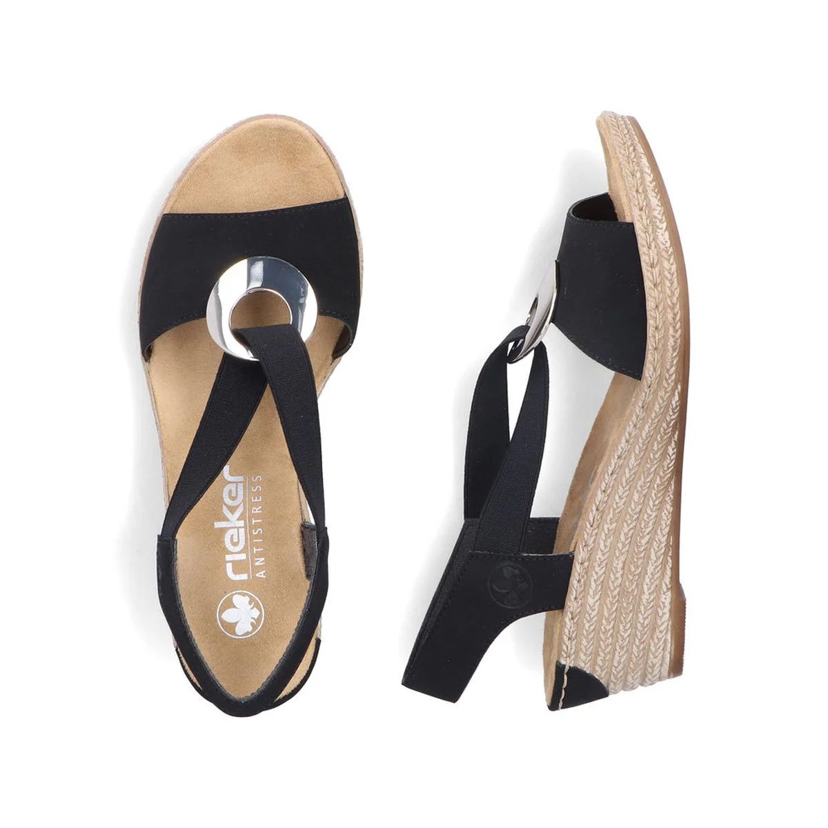 Rieker 624H6-00 Black Wedge Sandals - Image 7