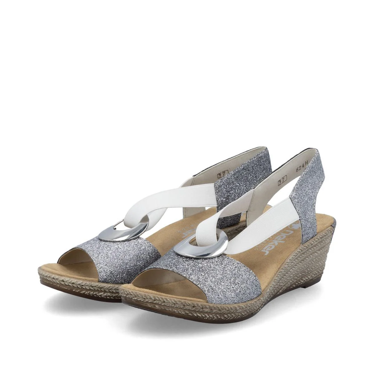 Rieker 624H6-92 Wedge Sandals in Old Silver - Image 5