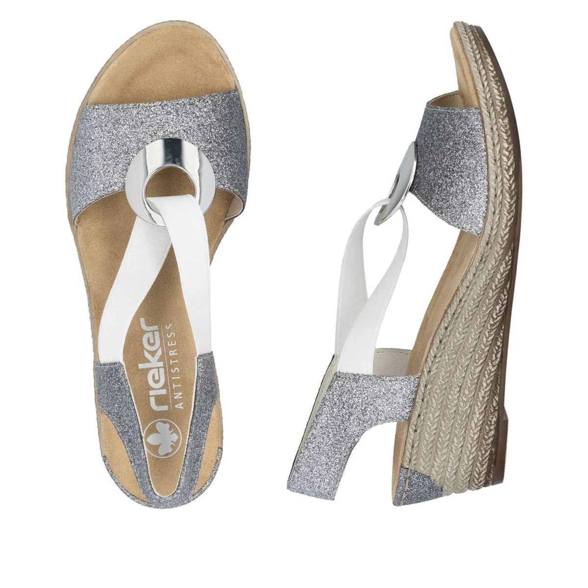 Rieker 624H6-92 Wedge Sandals in Old Silver - Image 6