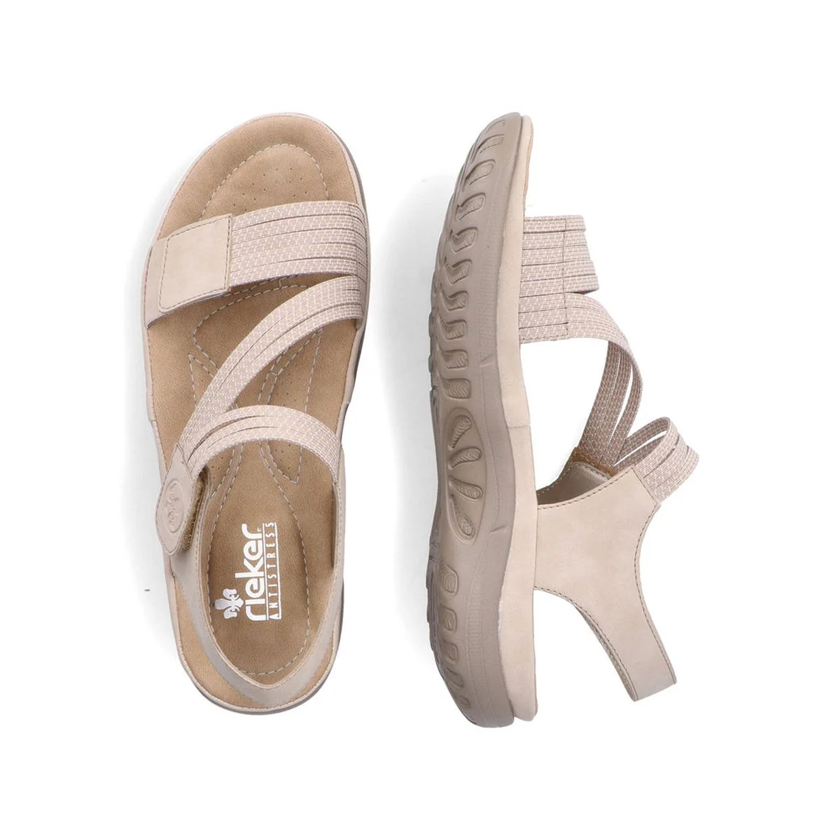 Rieker 64870 Velcro Strap Sandals in Beige - Image 6