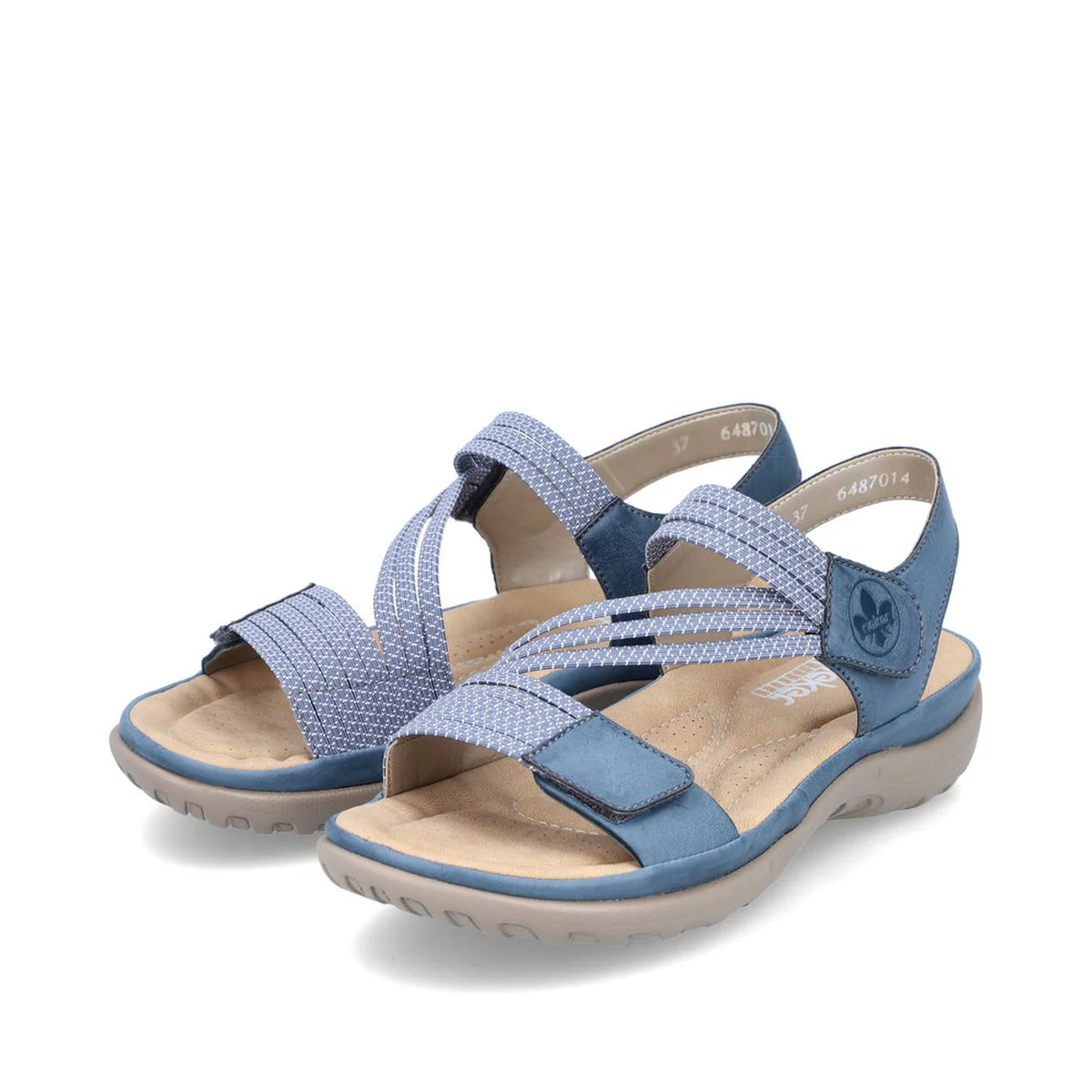 Rieker 64870 Velcro Strap Sandals in Blue - Image 5