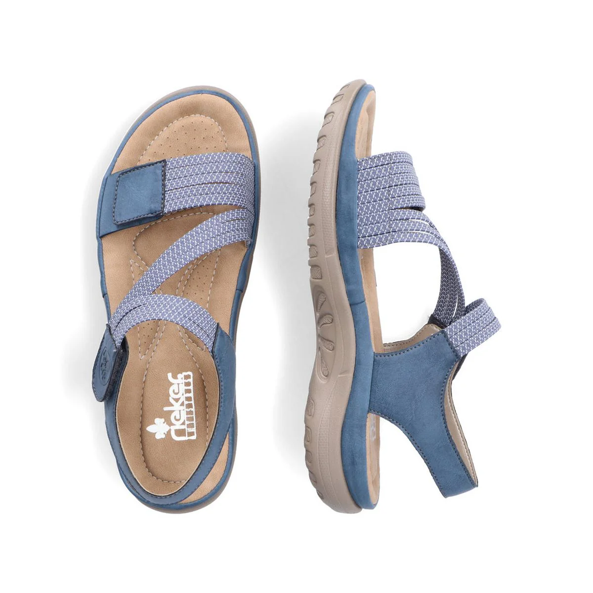Rieker 64870 Velcro Strap Sandals in Blue - Image 6