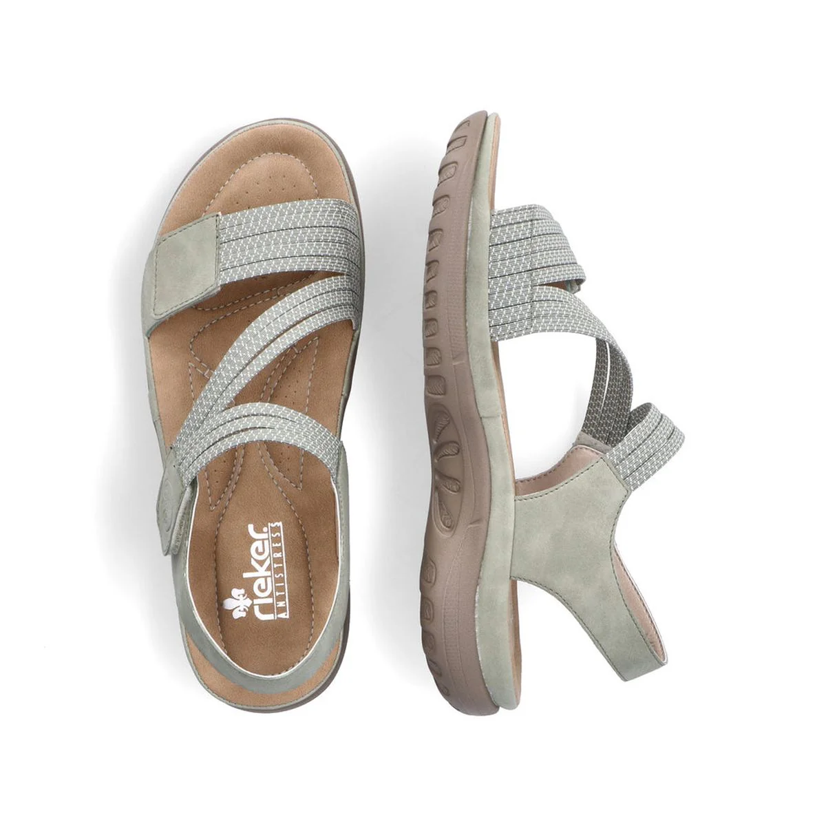 Rieker 64870 Velcro Strap Sandals in Green - Image 6