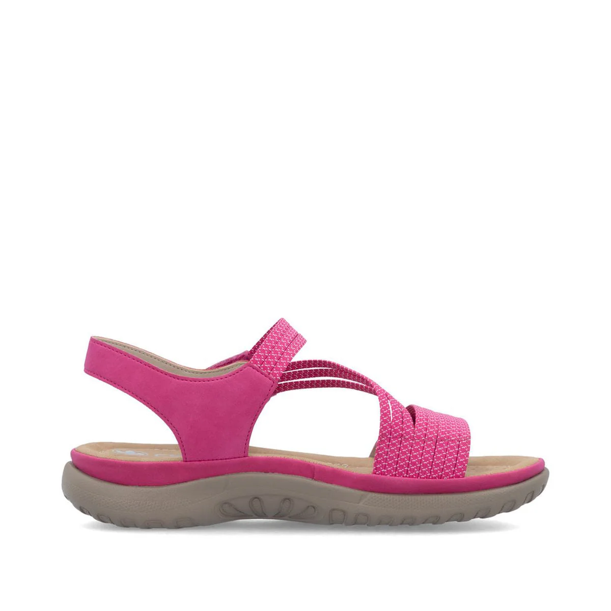 Rieker 64870 Velcro Strap Sandals in Pink - Image 2