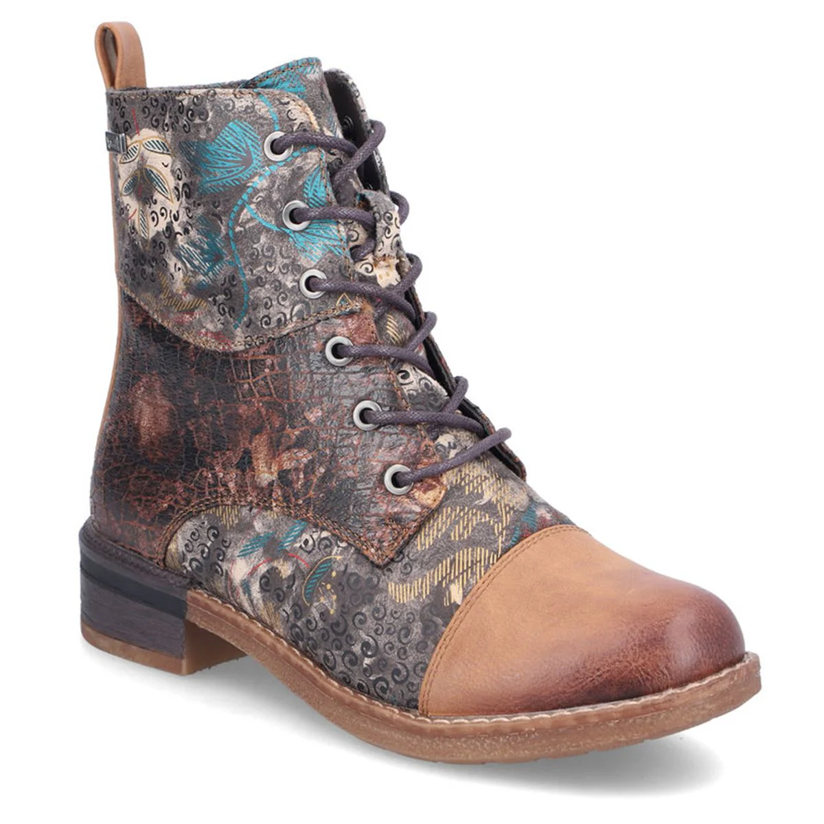 94611 Lace Up Patterned Ankle Boots
