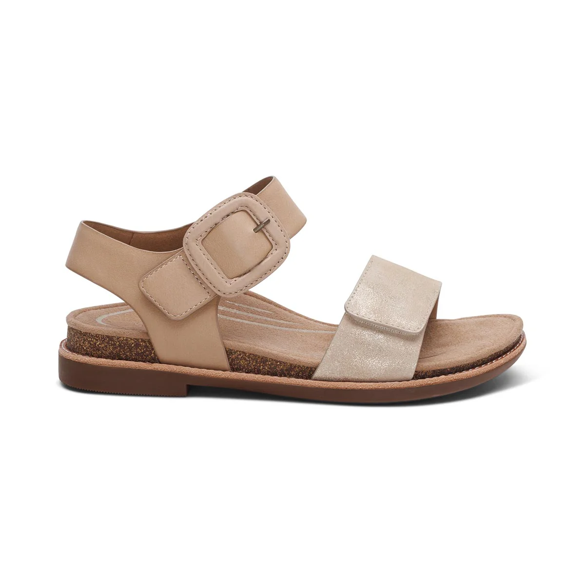 Aetrex Claire Women's Adjustable Strap Sandal in Champagne - Image 2