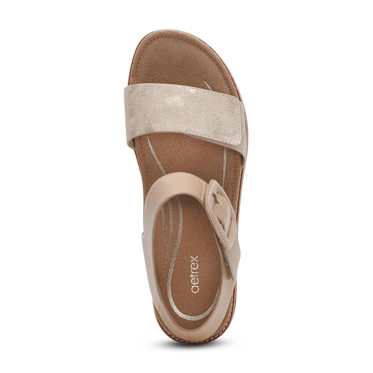 Aetrex Claire Women's Adjustable Strap Sandal in Champagne - Image 8