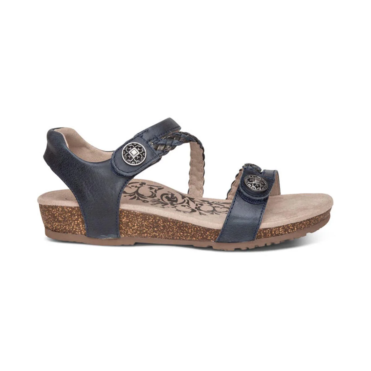 Aetrex Jillian Braided Quarter Strap Sandal – Women's (Navy) - Image 4