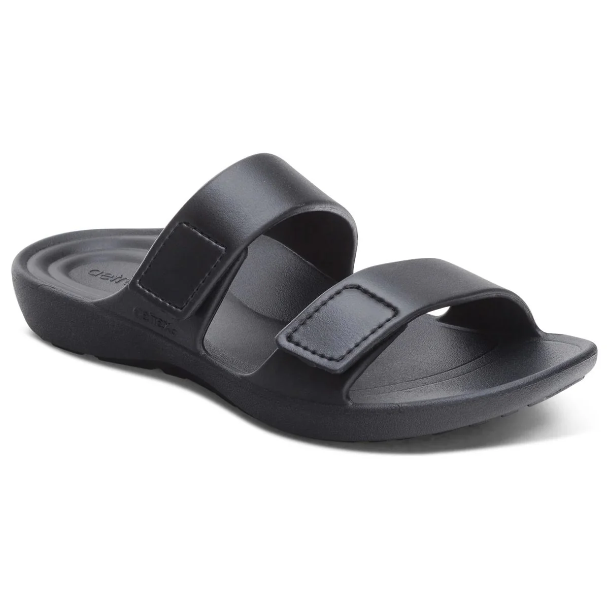 Aetrex Kaia Women's Two Band Slide in Black Gloss
