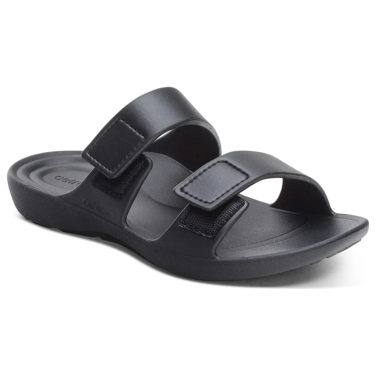 Aetrex Kaia Women's Two Band Slide in Black Gloss - Image 3