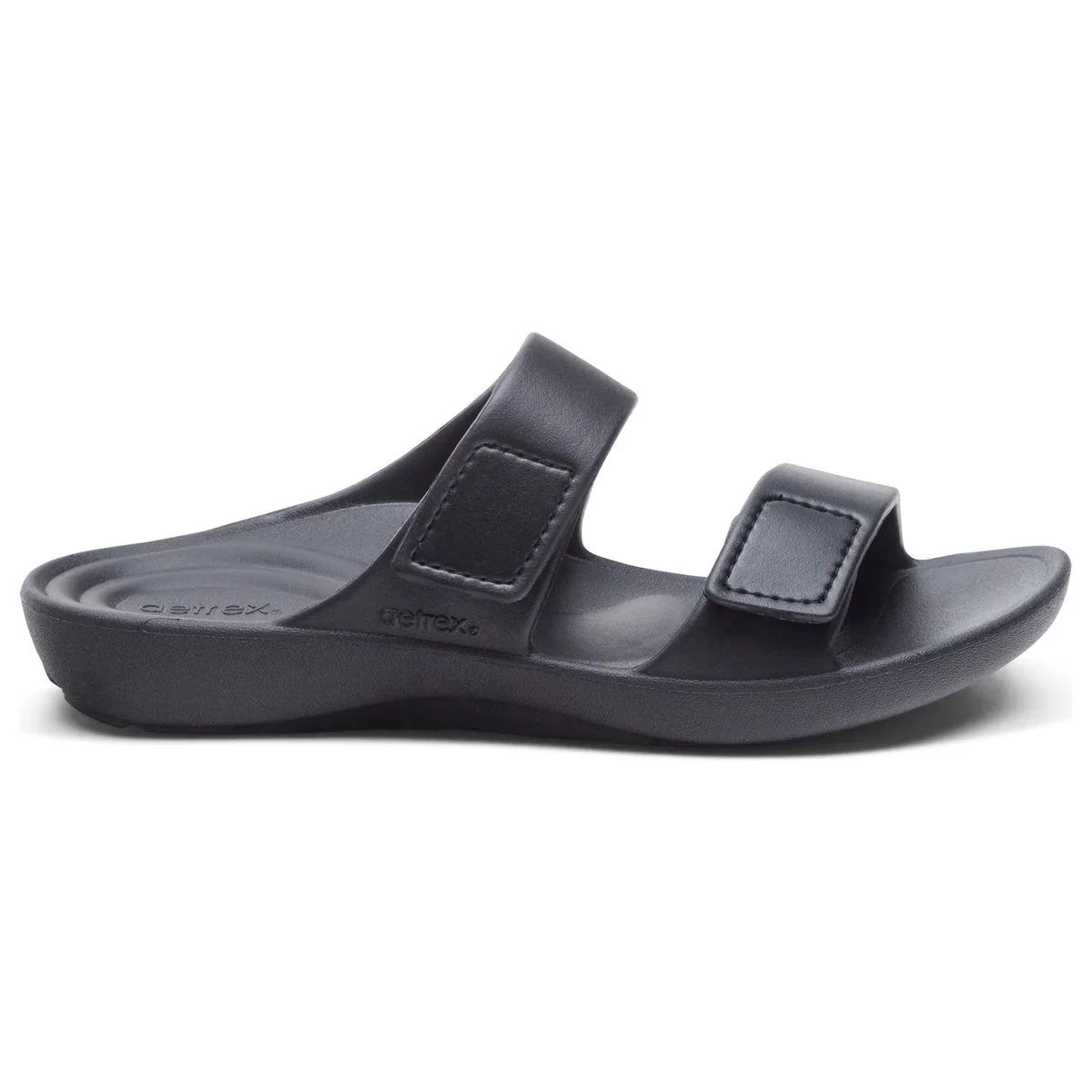 Aetrex Kaia Women's Two Band Slide in Black Gloss - Image 6