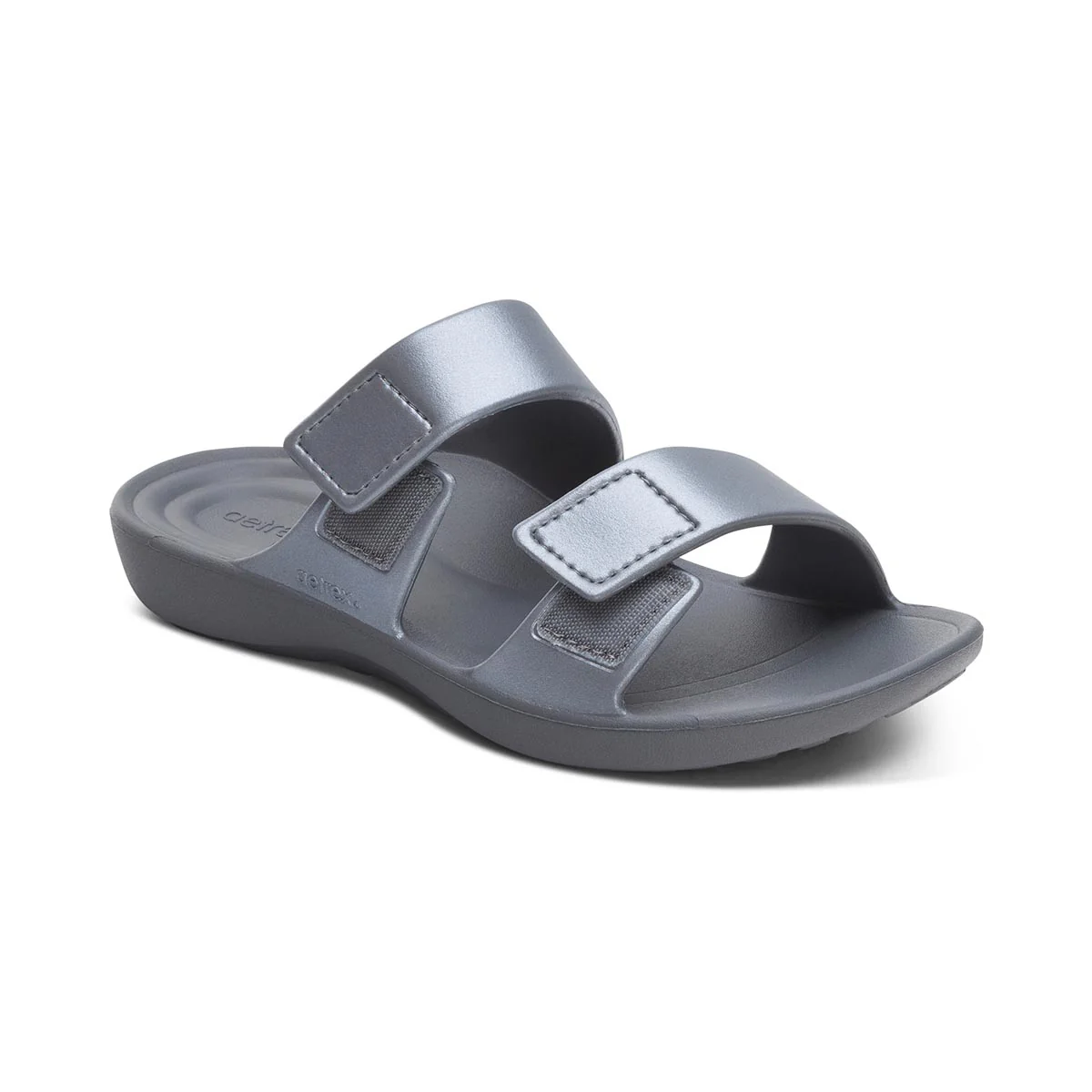 Aetrex Kaia Women's Two Band Slide in Black Pewter - Image 2