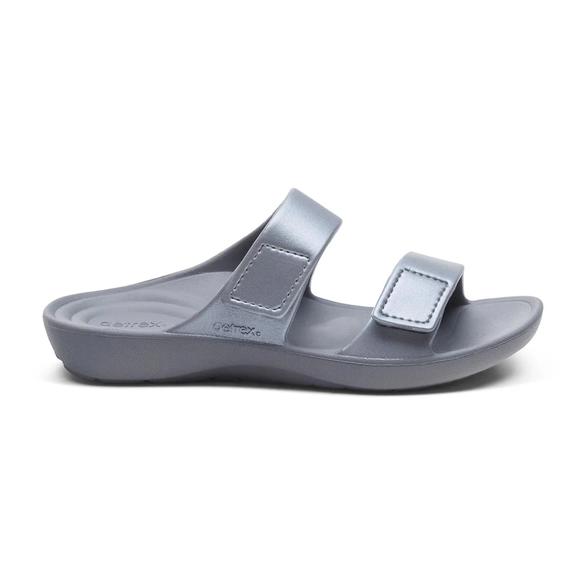Aetrex Kaia Women's Two Band Slide in Black Pewter - Image 4