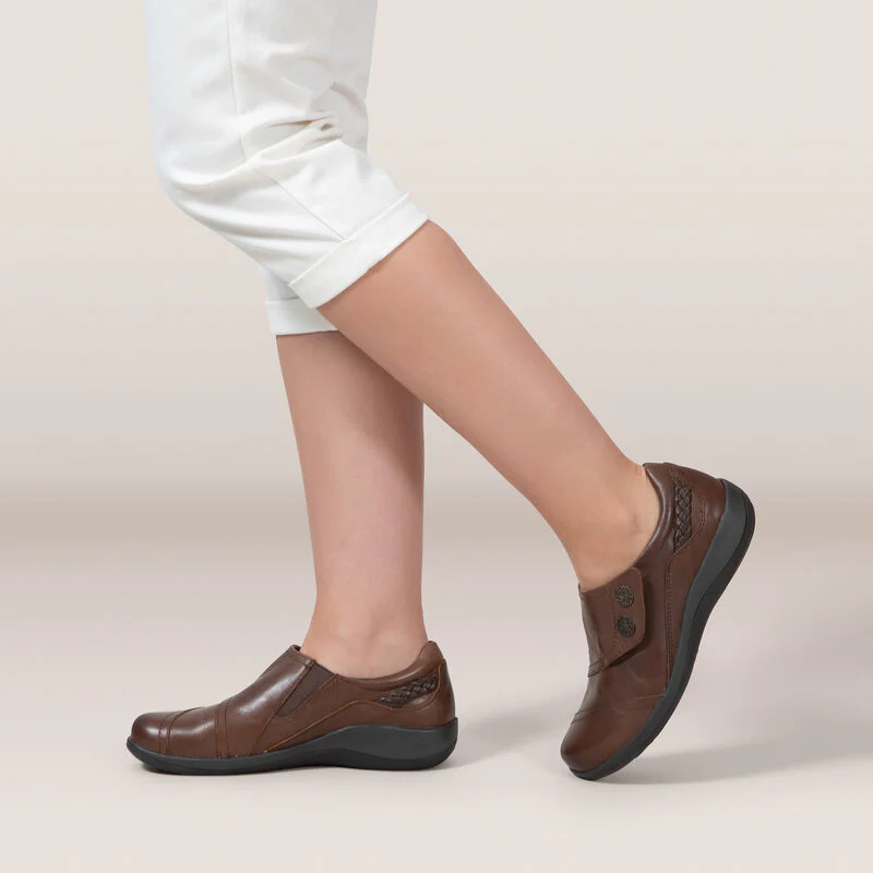 Aetrex Karina Women's Monk Strap Velcro Brown - Image 8