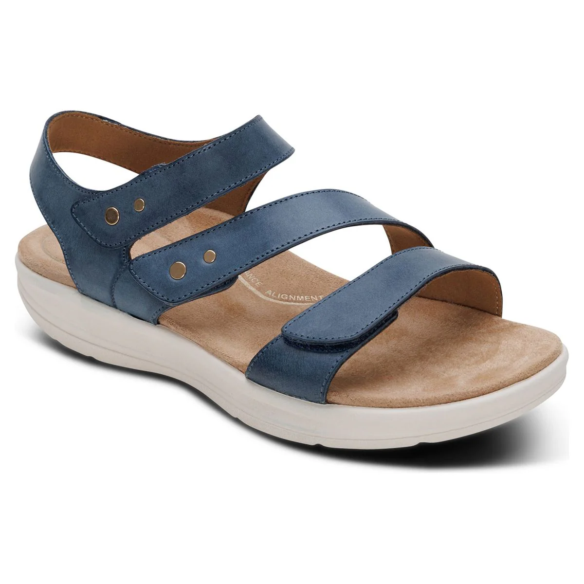 Aetrex Savannah Women's Adjustable Quarter Strap Sandal in Hazy Blue