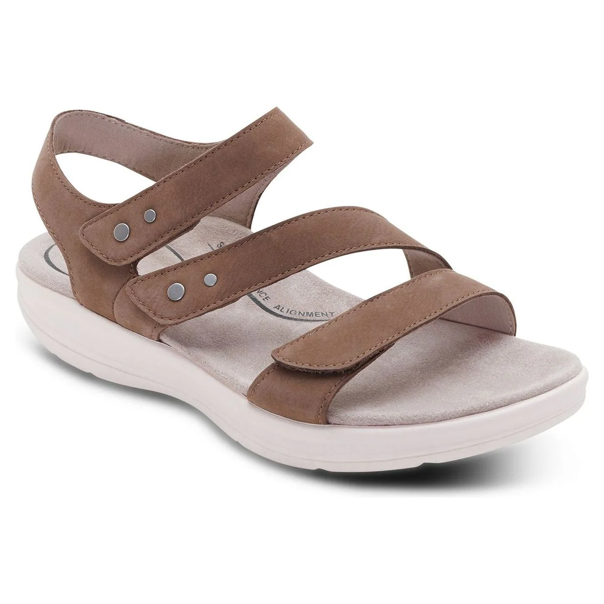 Aetrex Savannah Women's Adjustable Quarter Strap Sandal in Taupe