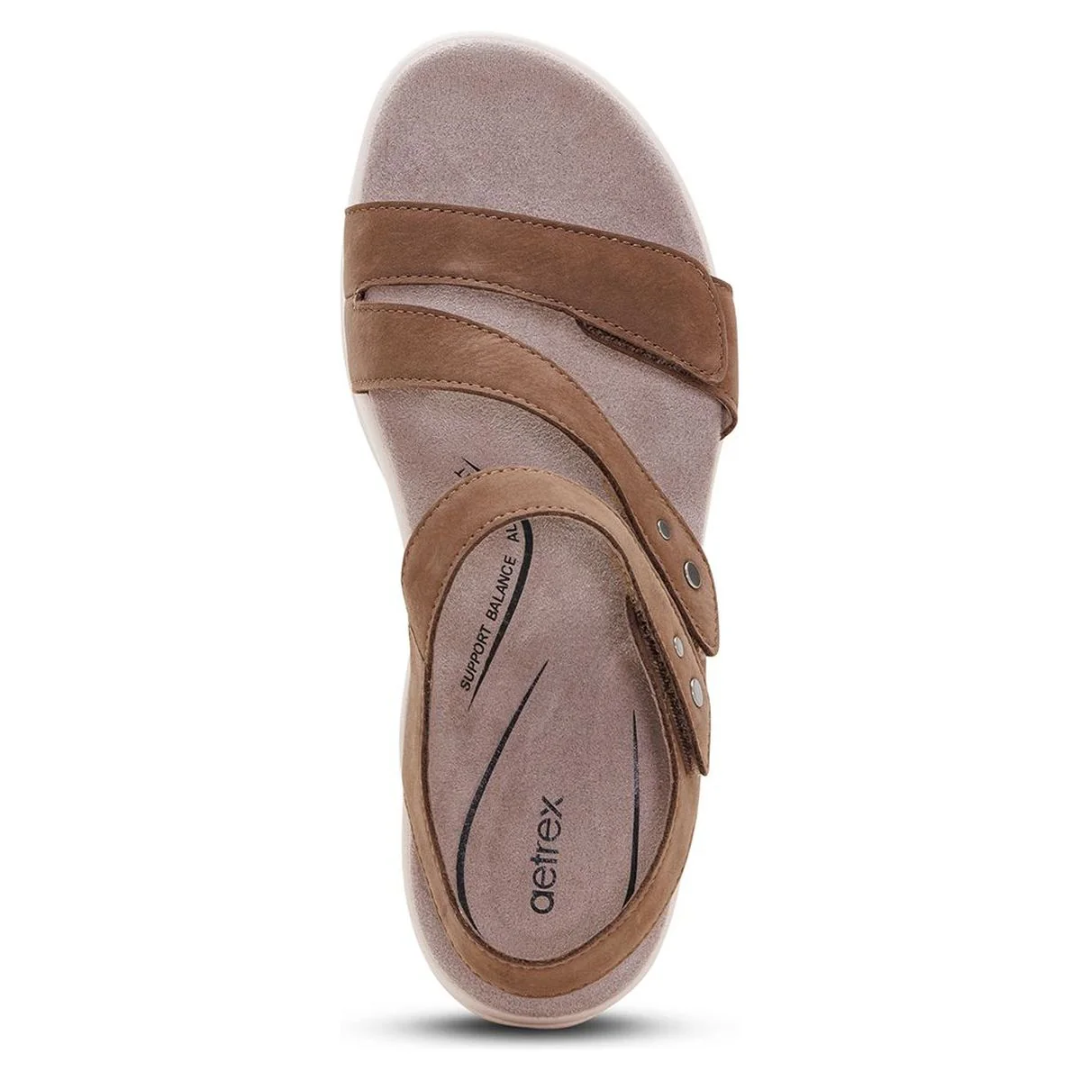 Aetrex Savannah Women's Adjustable Quarter Strap Sandal in Taupe - Image 6