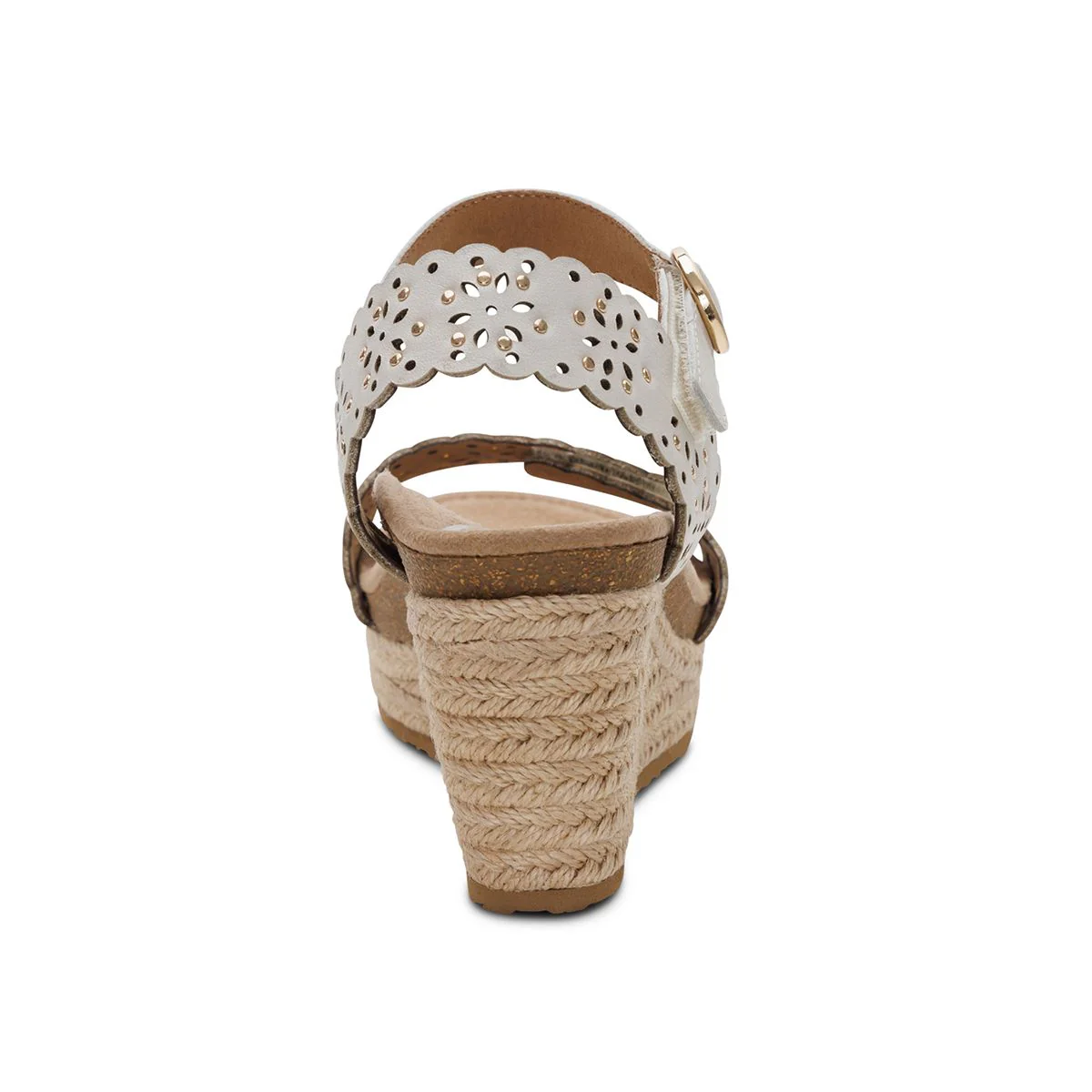Aetrex Sydney Women's Quarter Strap Espadrille Wedge in Ivory - Image 4