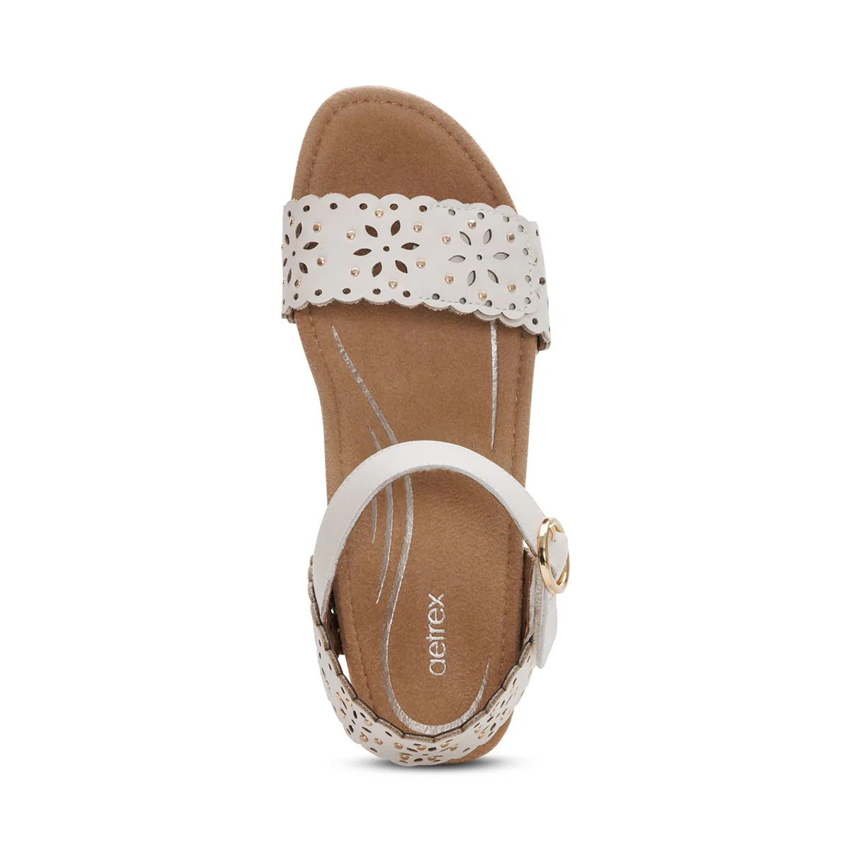Aetrex Sydney Women's Quarter Strap Espadrille Wedge in Ivory - Image 6