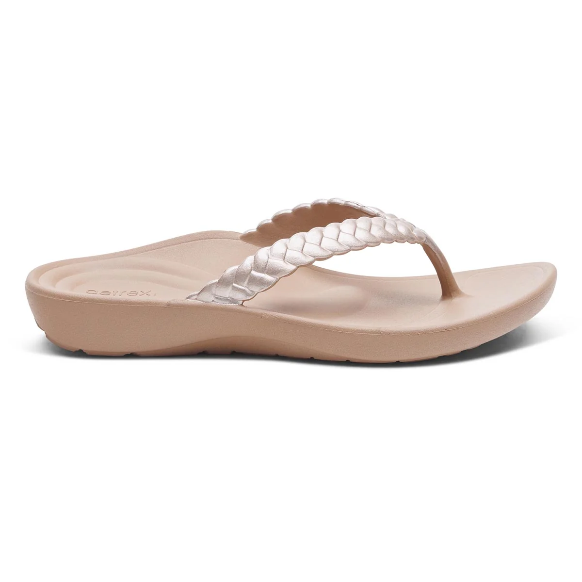 Aetrex Vicki Women's Braided Thong Sandal in Champagne - Image 2