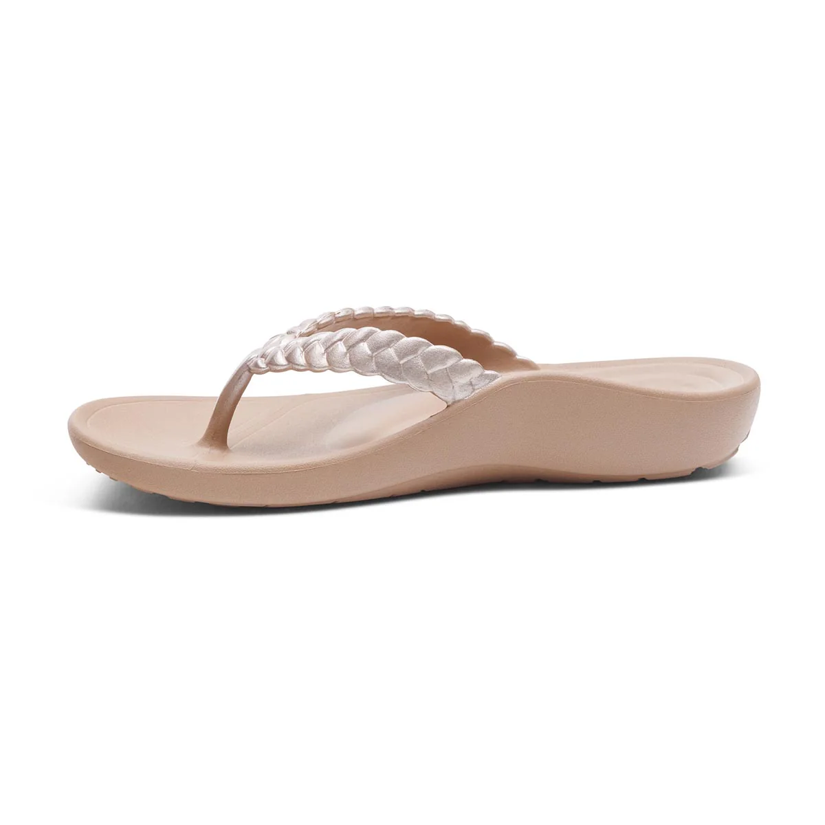 Aetrex Vicki Women's Braided Thong Sandal in Champagne - Image 4