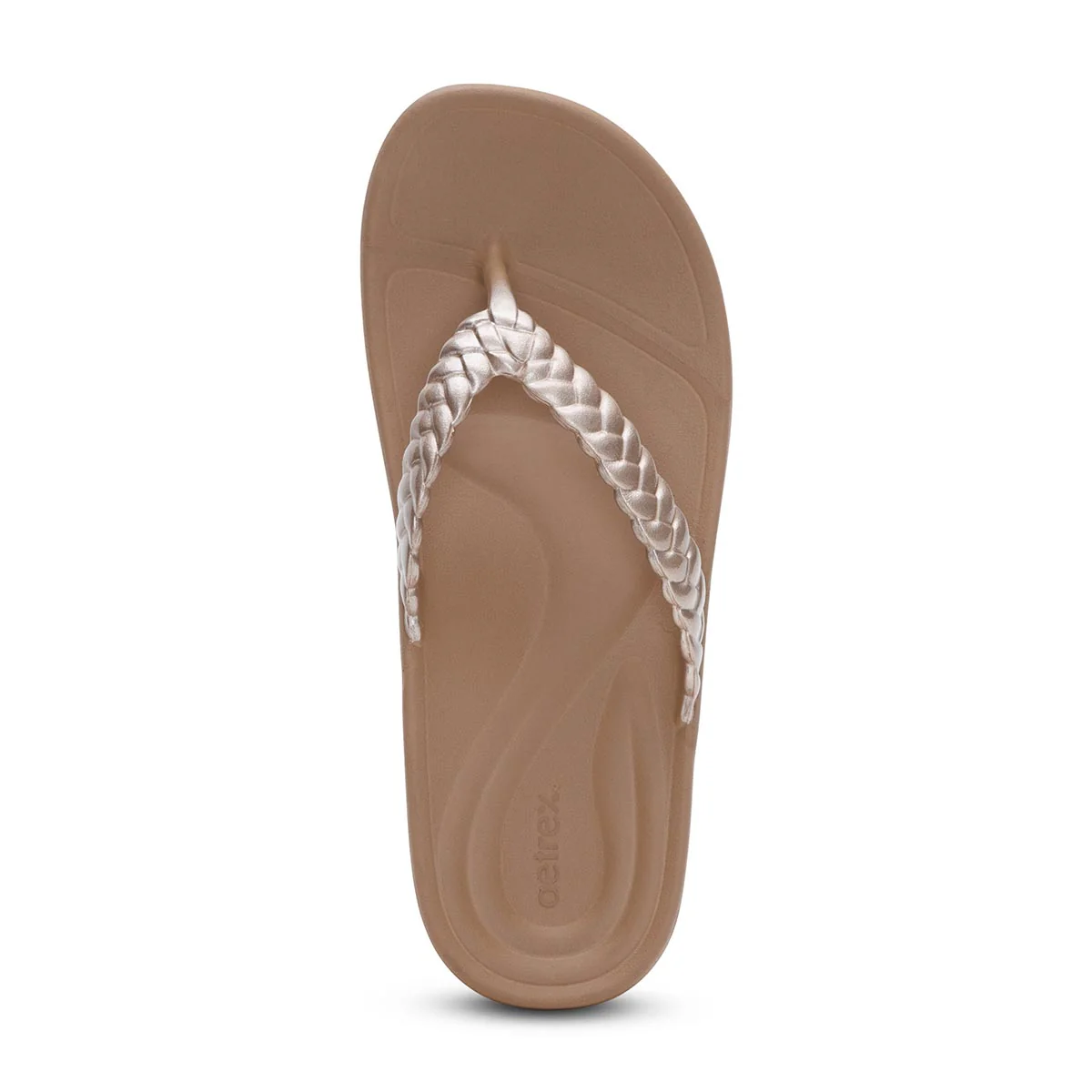 Aetrex Vicki Women's Braided Thong Sandal in Champagne - Image 5