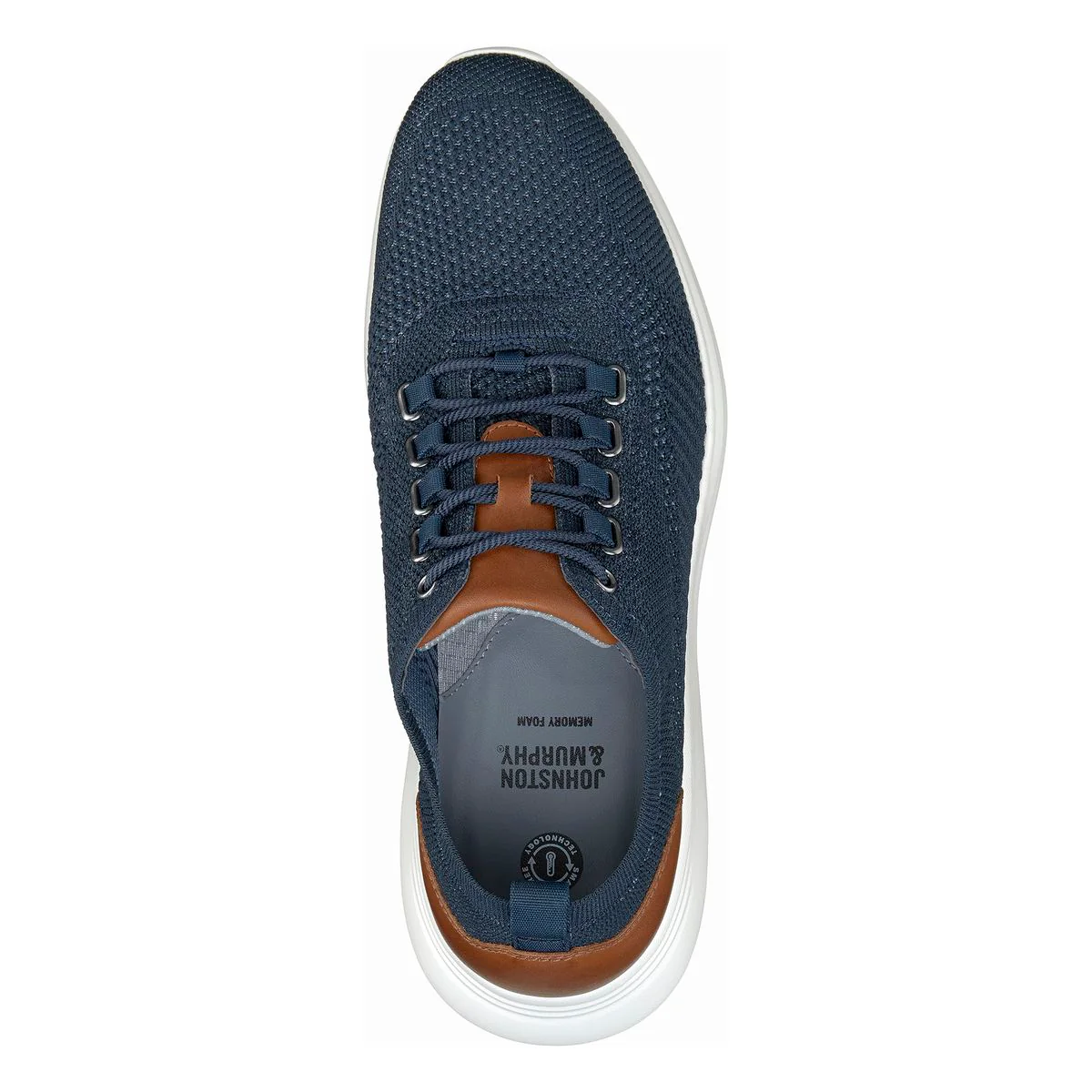 Johnston & Murphy Amherst knit Plain Toe Men's Lace-Up Sneaker in Navy - Image 2