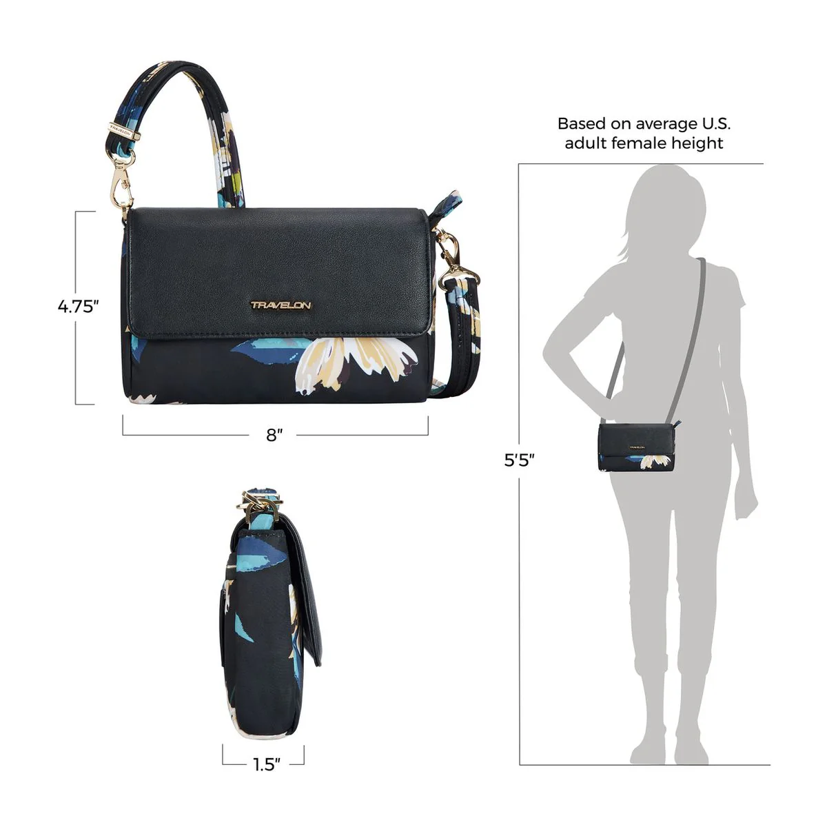 Anti-Theft Addison Convertible Belt Bag in Midnight Floral - Image 2