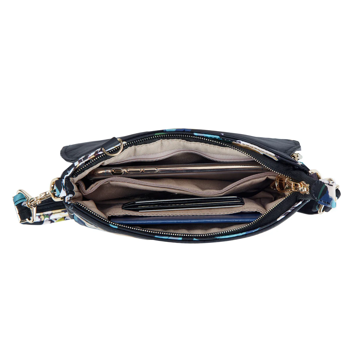 Anti-Theft Addison Convertible Belt Bag in Midnight Floral - Image 5