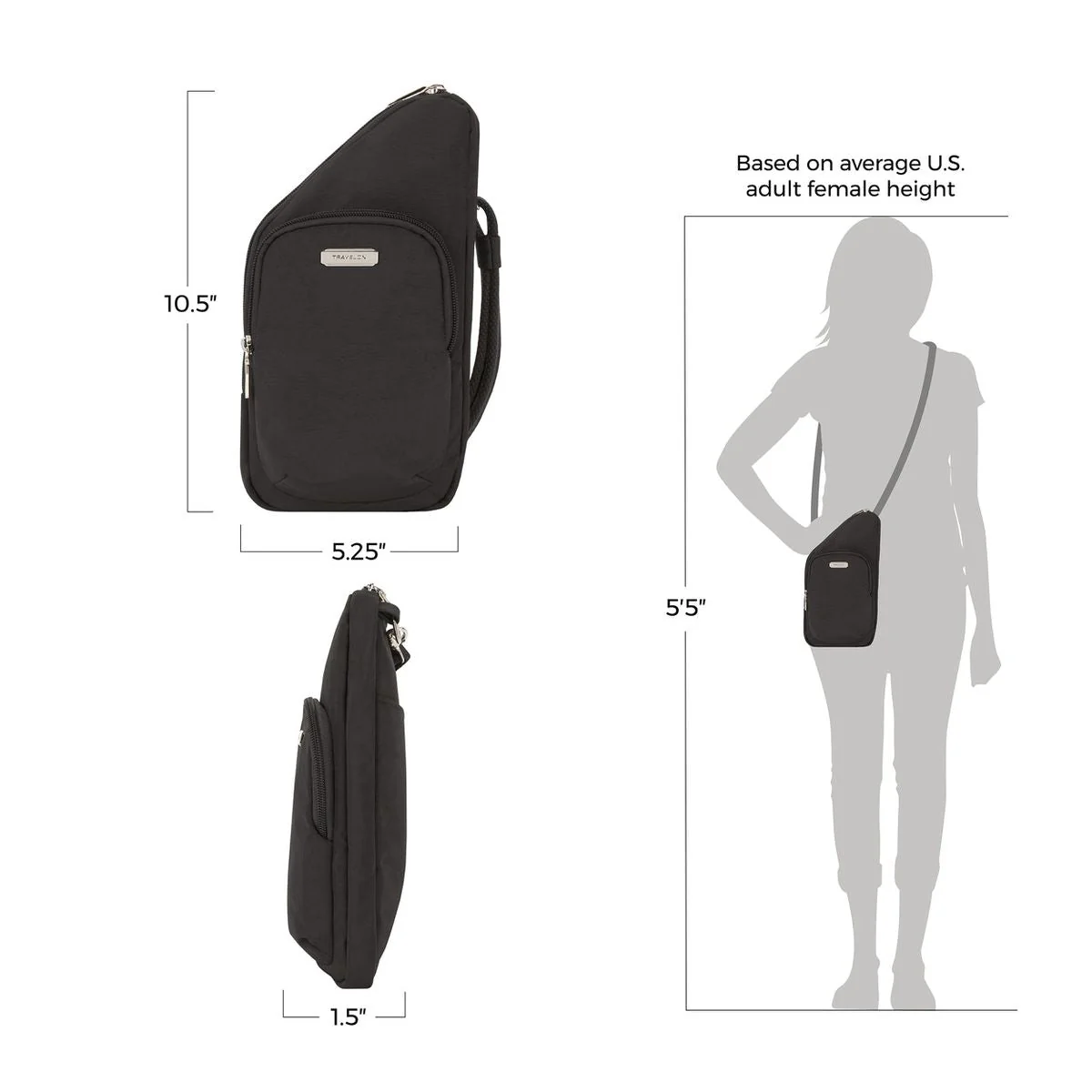 Travelon Anti-Theft Essentials Mini Asymmetric Crossbody in Black - Image 2