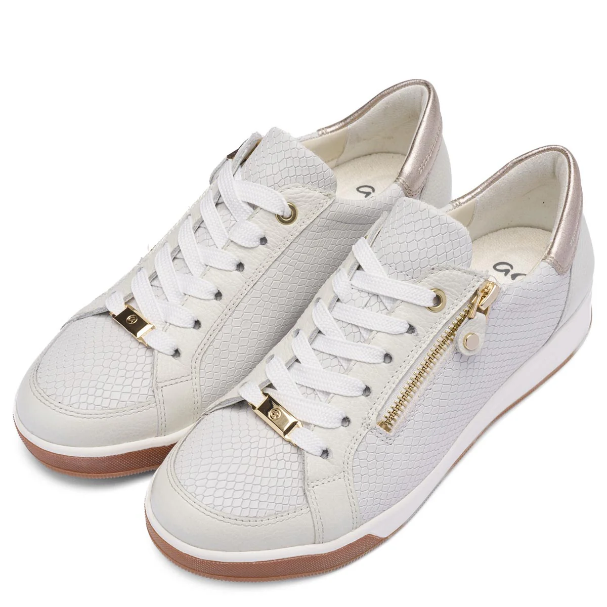 Ara Rei-Low Women's Zip Sneaker in Nebbia Weiss - Image 7