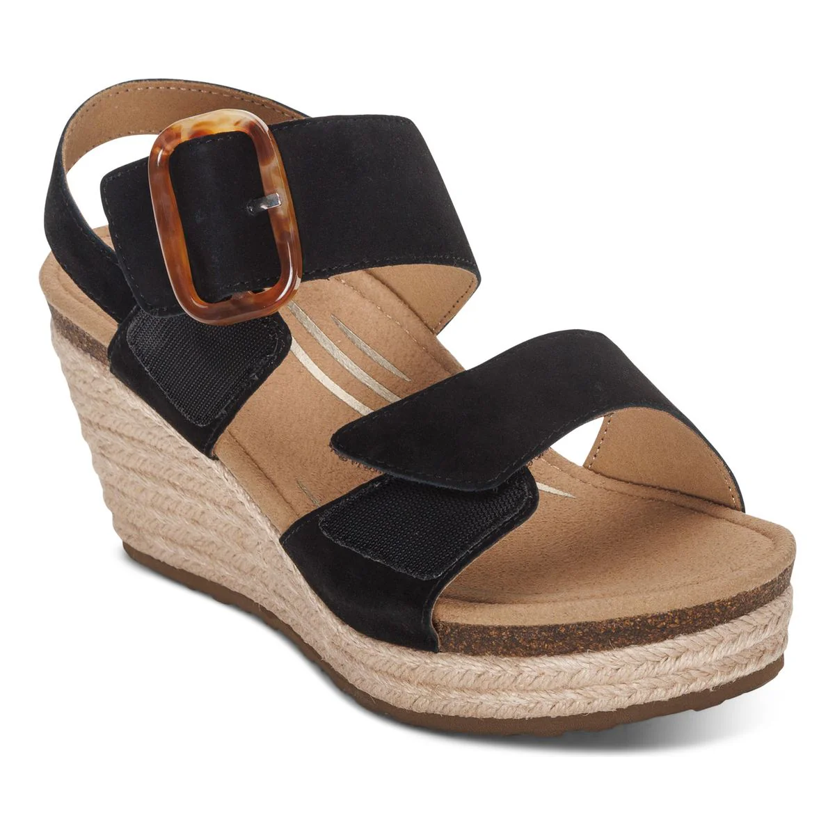 Aetrex Ashley Arch Support Wedge Sandal – Women's (Black) - Image 2