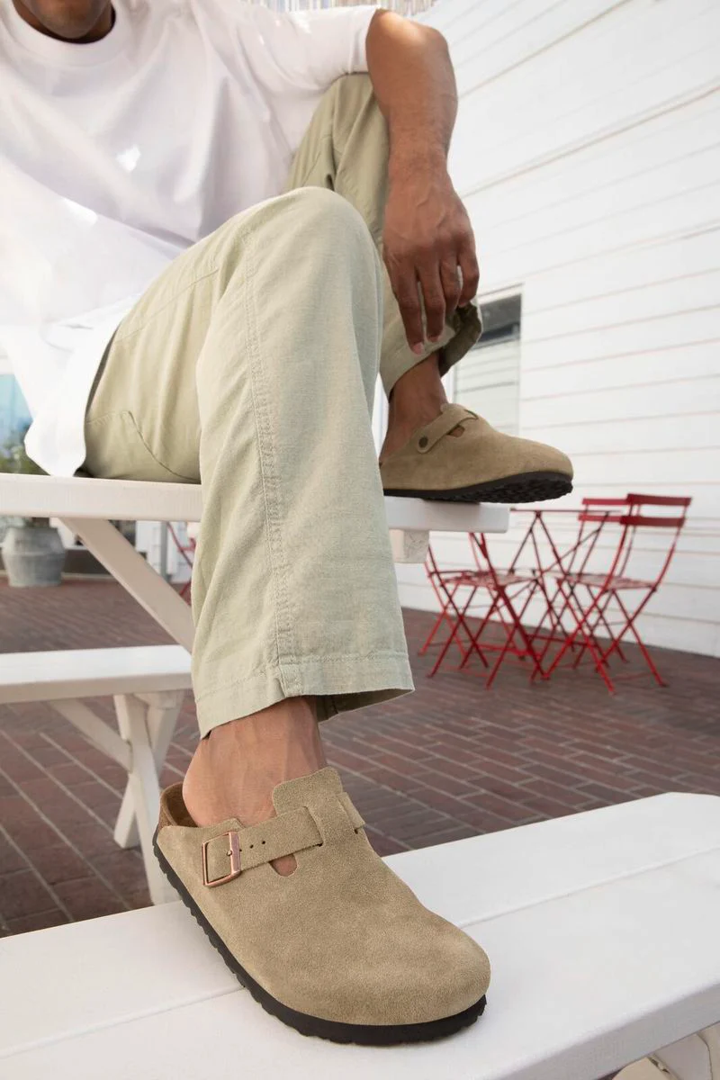 Birkenstock Boston Soft Footbed Suede Clog – Taupe - Image 7