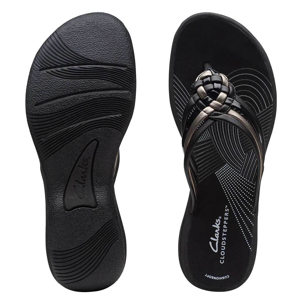 Clarks Breeze Coral Thong Sandals in Coral Black - Image 6