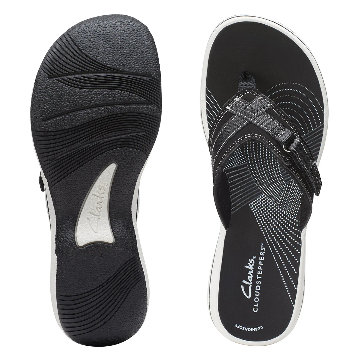 Clarks Breeze Sea Women's Thong Sandals in Black - Image 6