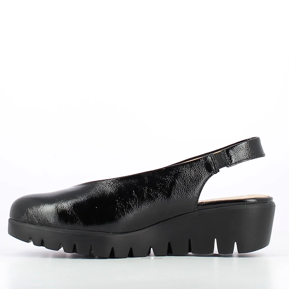 Wonders C-33152 Women's Slingback Wedge Shoe in Black Patent - Image 4