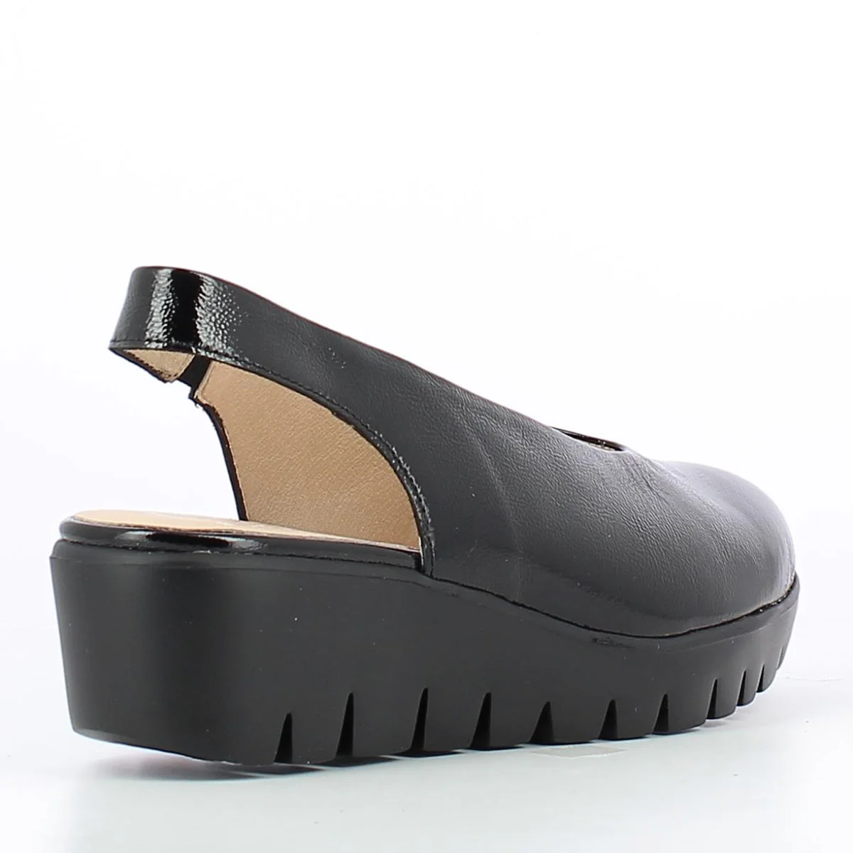 Wonders C-33152 Women's Slingback Wedge Shoe in Black Patent - Image 5
