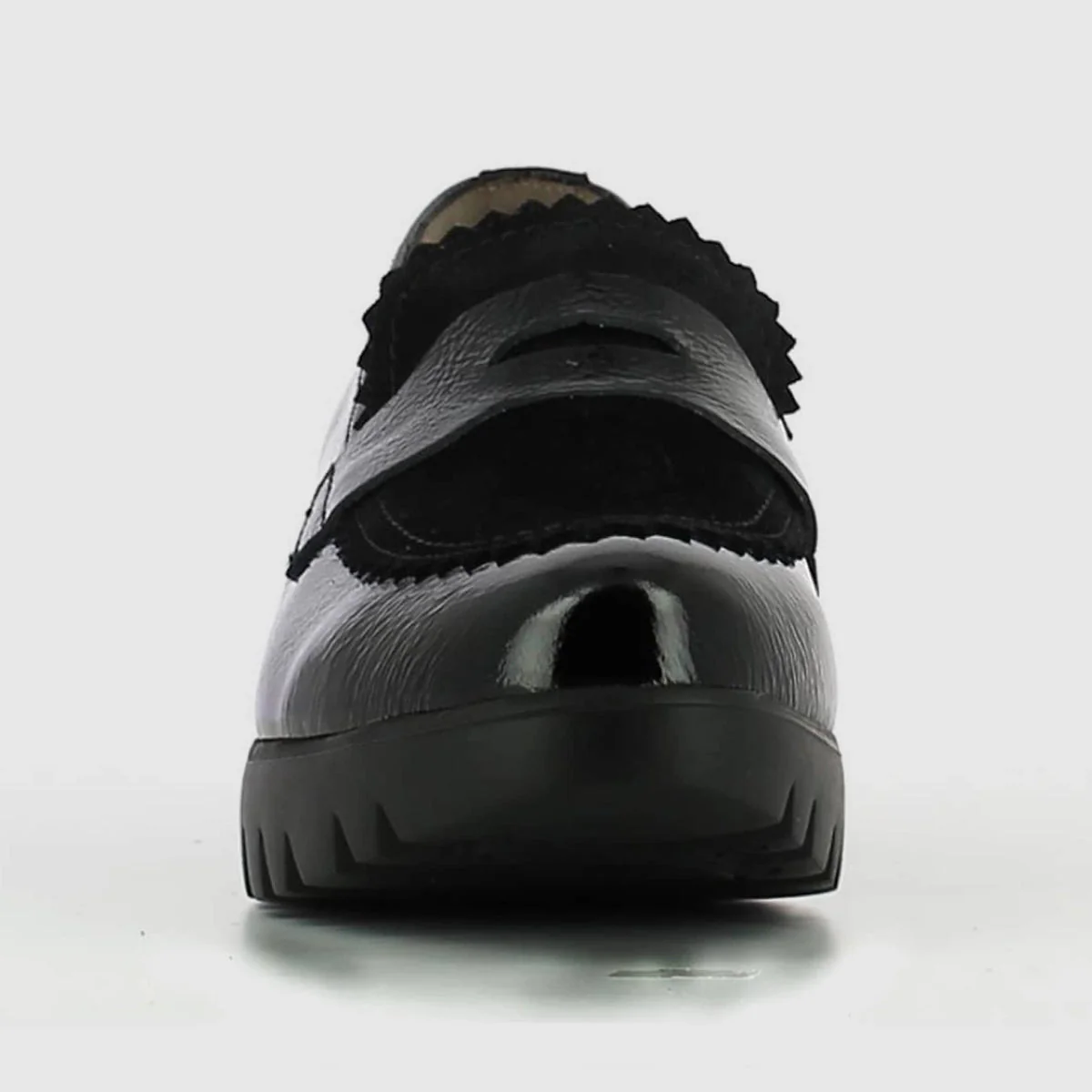 WondersC-33223 Dress Wedge Loafer in Black Patent - Image 4