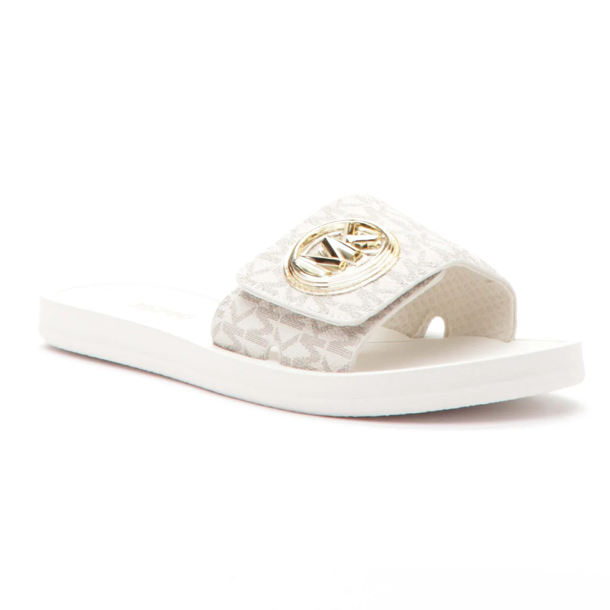 Michael Kors Charm Slide Sandal with iconic MK pattern