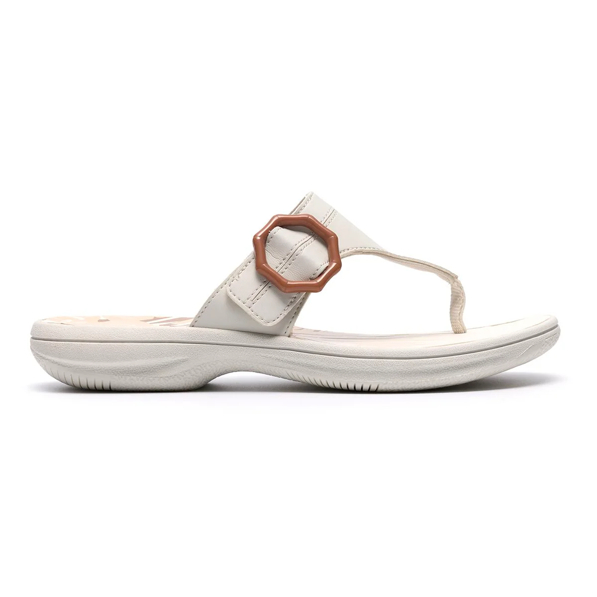 Clarks Breeze Cove Women's Thong Sandals in Off White - Image 4