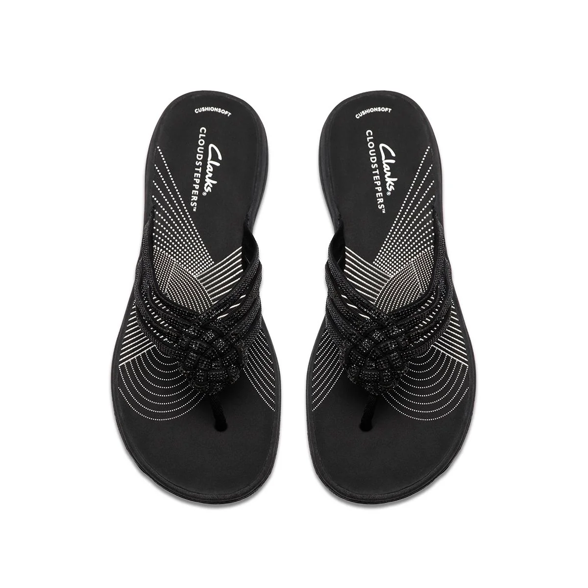 Clarks Breeze Gem Women's Thong Sandals in Black - Image 3