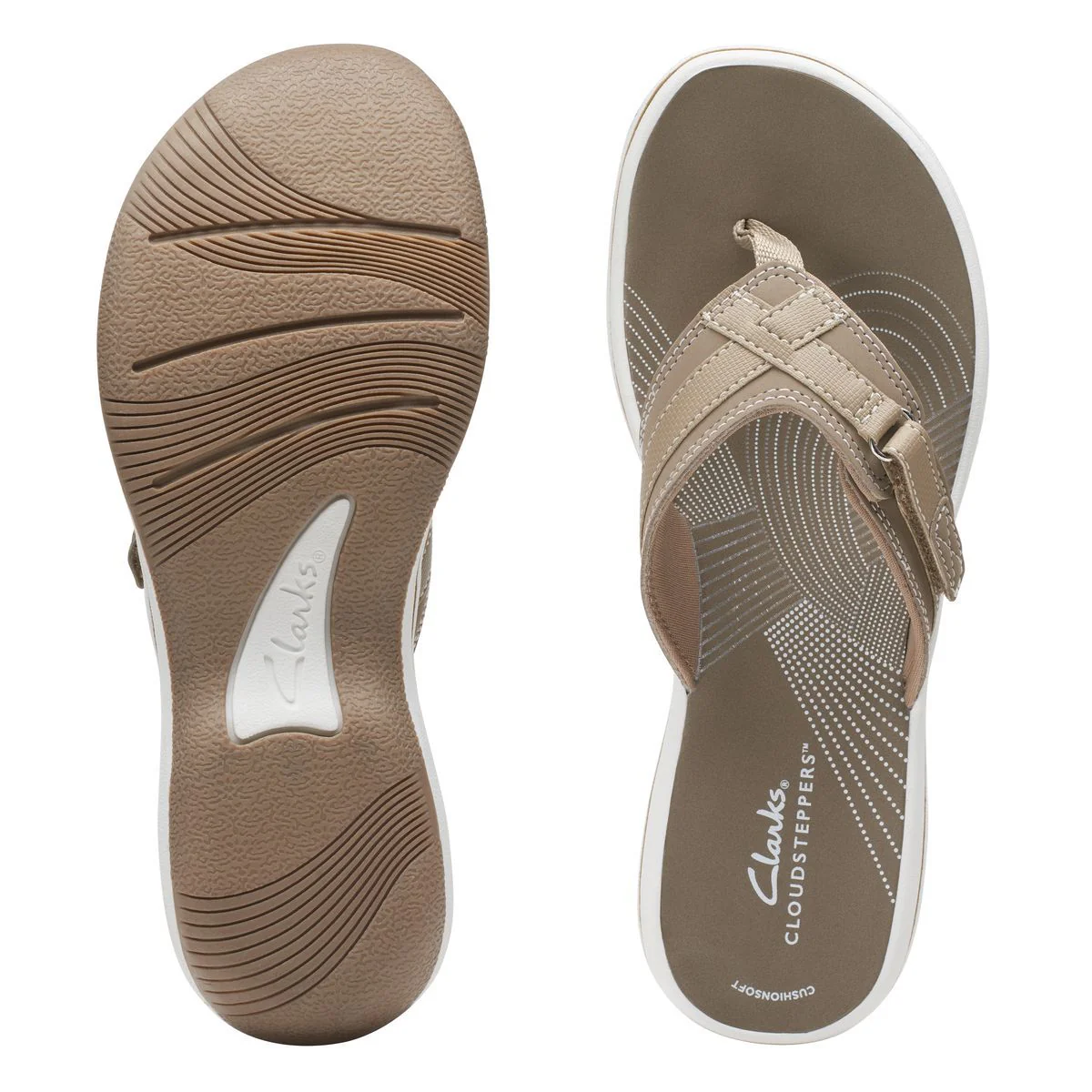 Clarks Breeze Sea Women's Thong Sandals in Taupe - Image 4