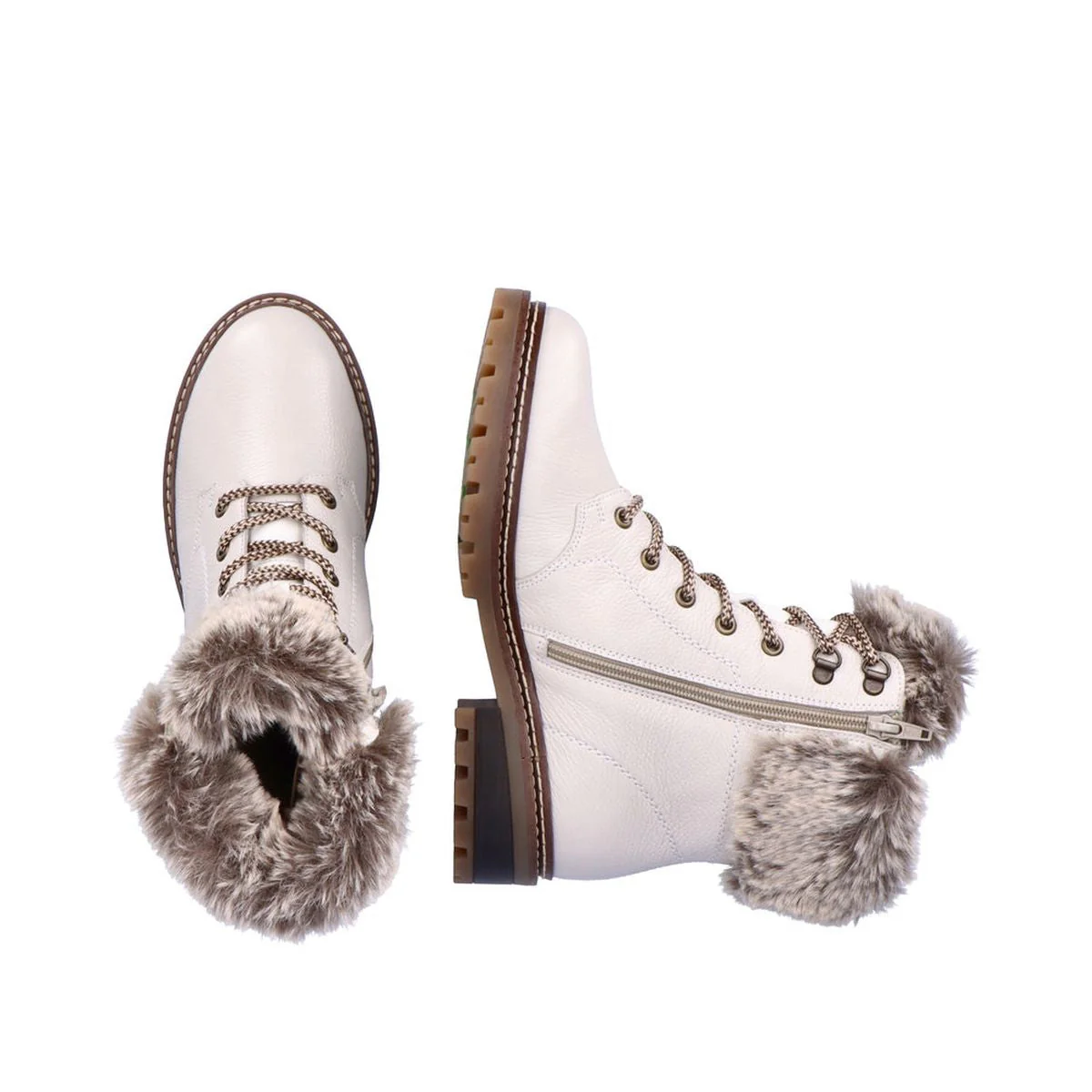 Remonte D0B74 Women's Lace Up Winter Boots in White - Image 4