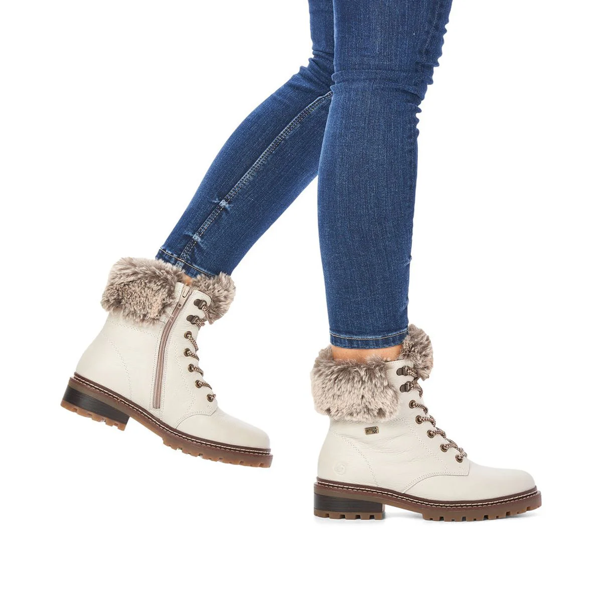 Remonte D0B74 Women's Lace Up Winter Boots in White - Image 6