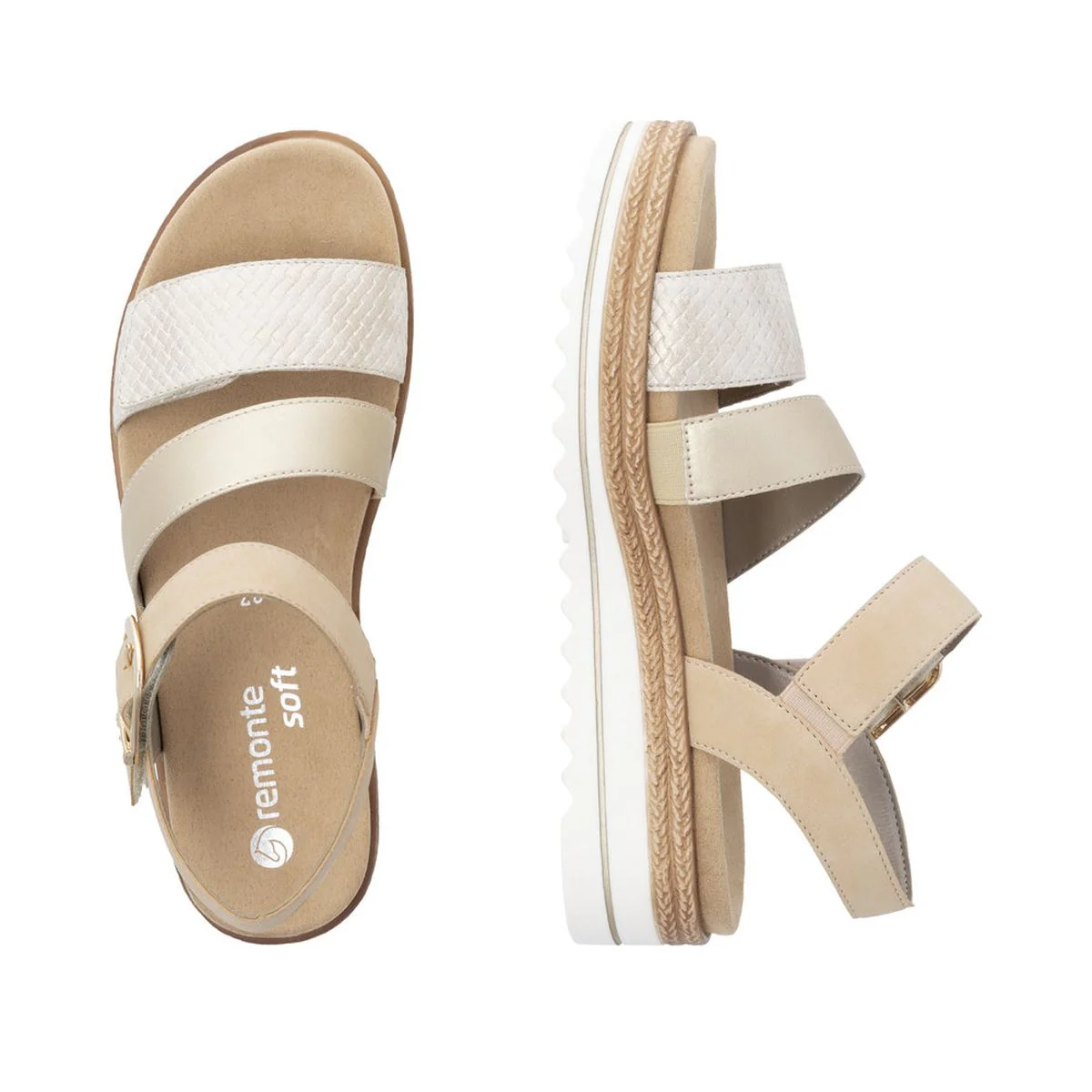 Remonte D0Q55 Light Gold Women's Strap Sandals - Image 6
